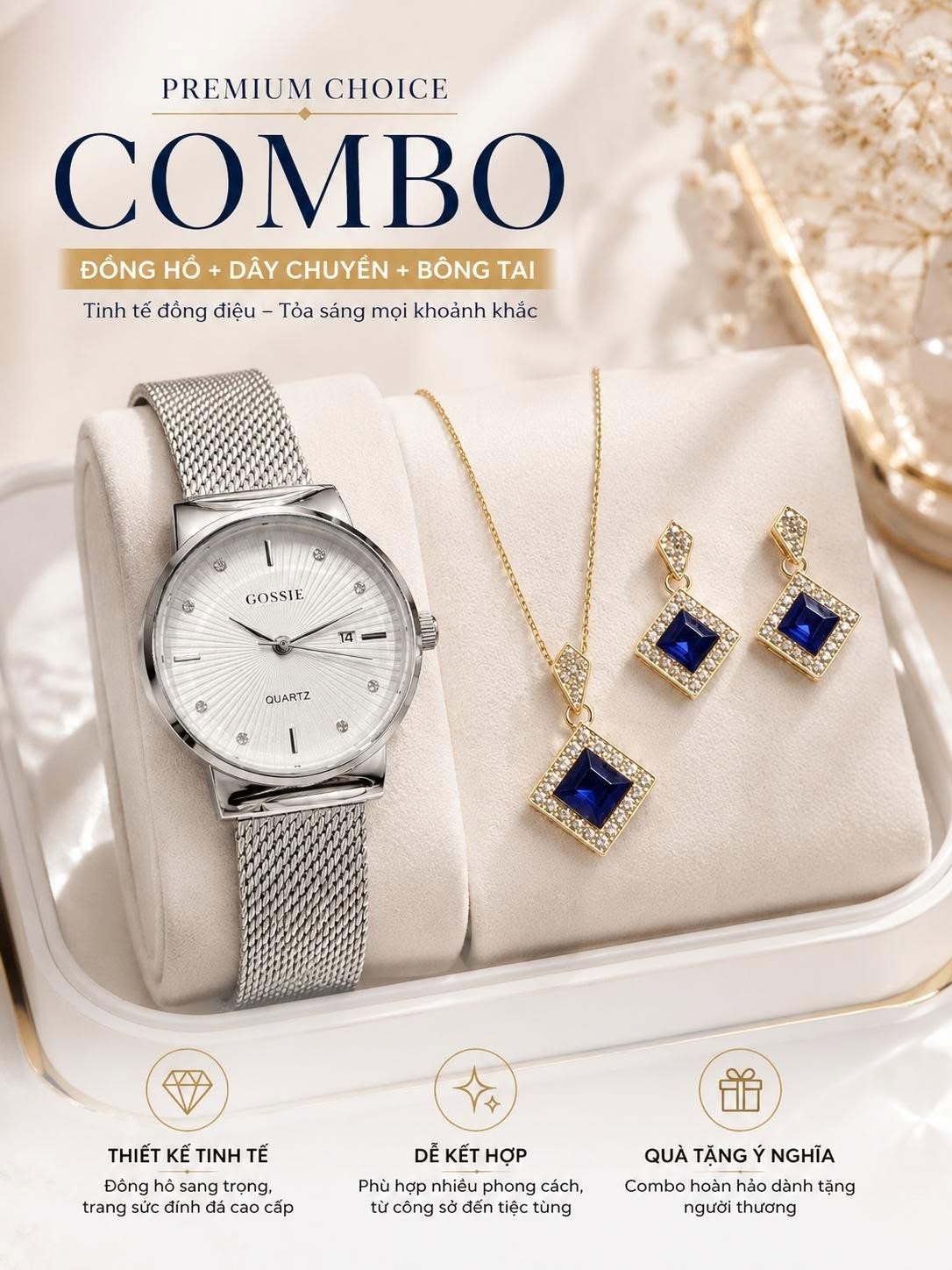 Set Gossie Dây Mành Sapphire Hoàng Gia
