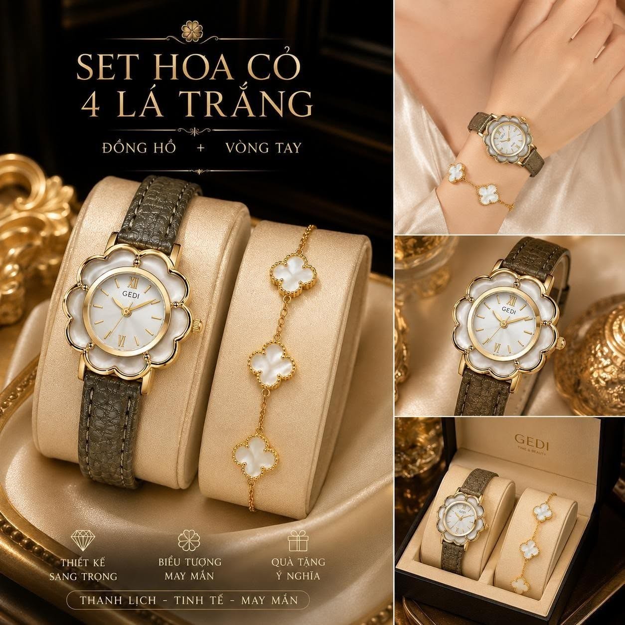Set Hoa Cỏ 4 Lá Trắng - ảnh 5