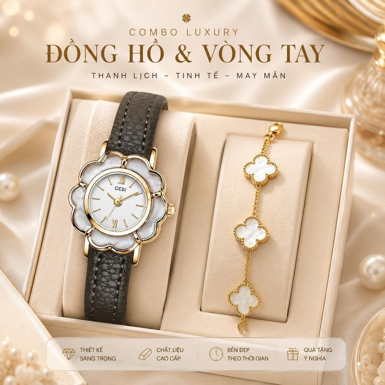 Set Hoa Cỏ 4 Lá Trắng - ảnh 3