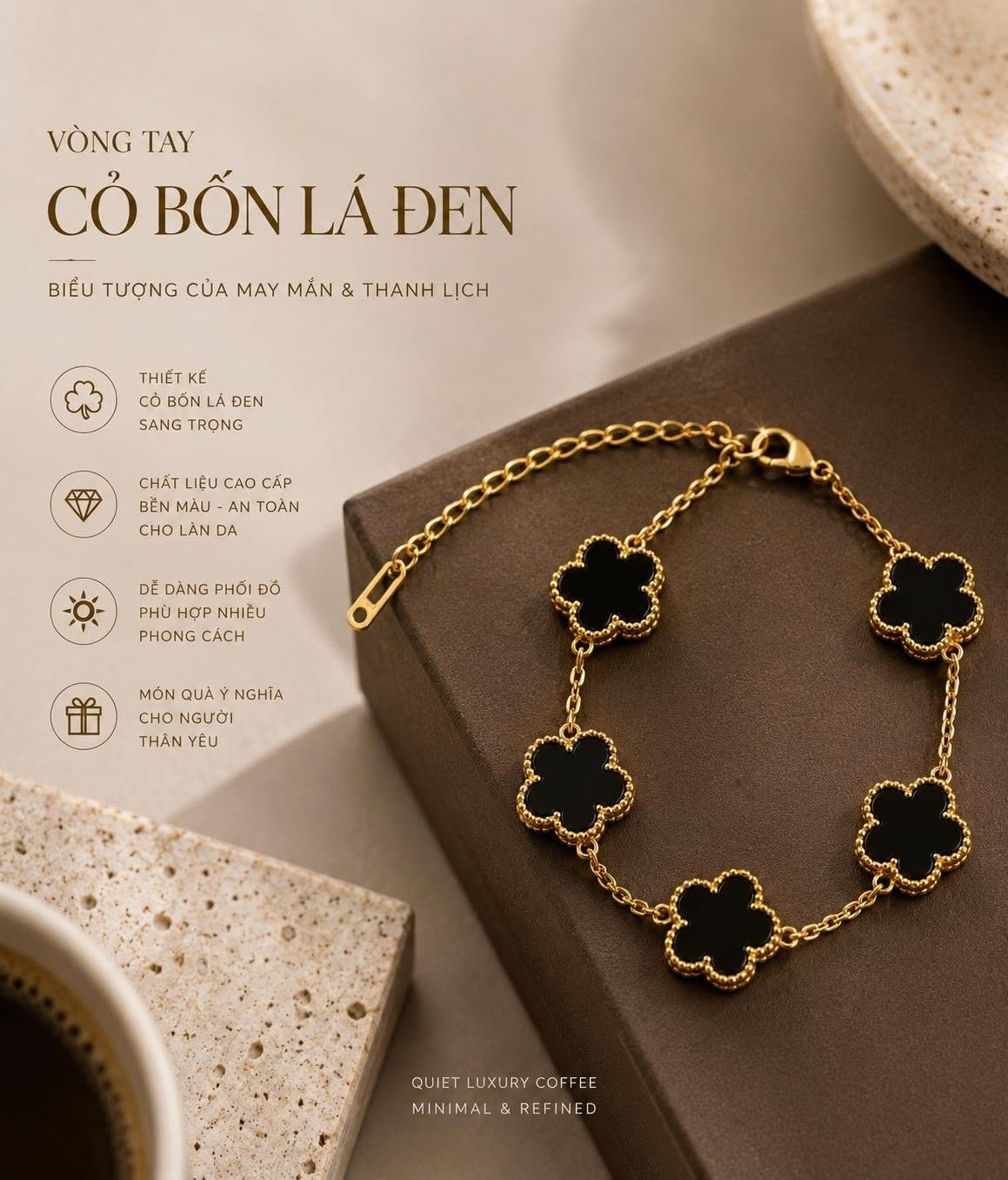 Vòng Tay Cỏ Bốn Lá Đen - ảnh 5