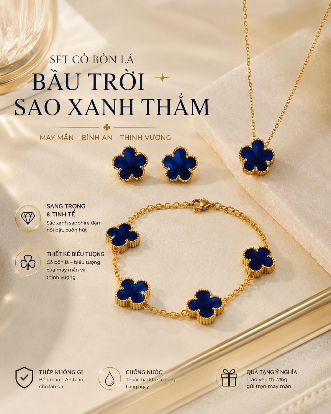Set Cỏ Bốn Lá Bầu Trời Sao Xanh Thẫm - ảnh 5