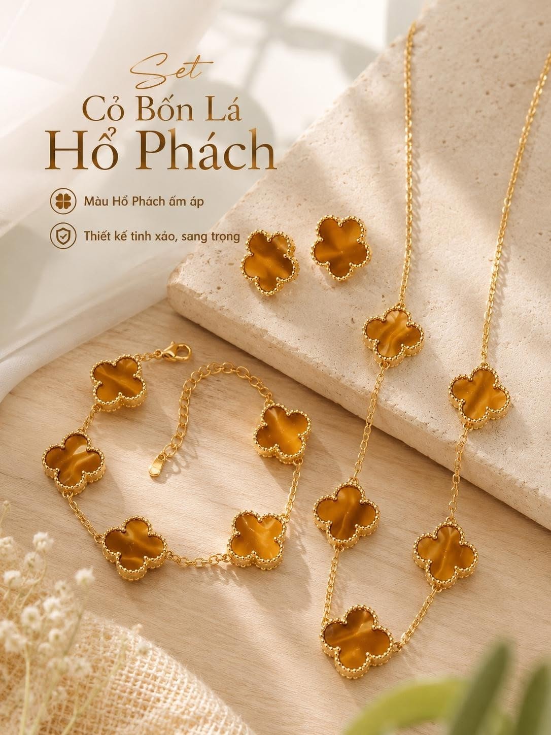 Set Cỏ Bốn Lá Hổ Phách - ảnh 4